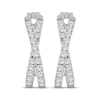 Thumbnail Image 2 of Diamond Crossover Oval Hoop Earrings 1 ct tw 10K White Gold