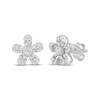 Thumbnail Image 1 of Baguette & Round-Cut Diamond Daisy Stud Earrings 1/5 ct tw 10K White Gold
