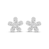 Thumbnail Image 2 of Baguette & Round-Cut Diamond Daisy Stud Earrings 1/5 ct tw 10K White Gold