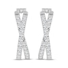 Thumbnail Image 2 of Diamond Crossover Oval Hoop Earrings 3/4 ct tw 10K White Gold