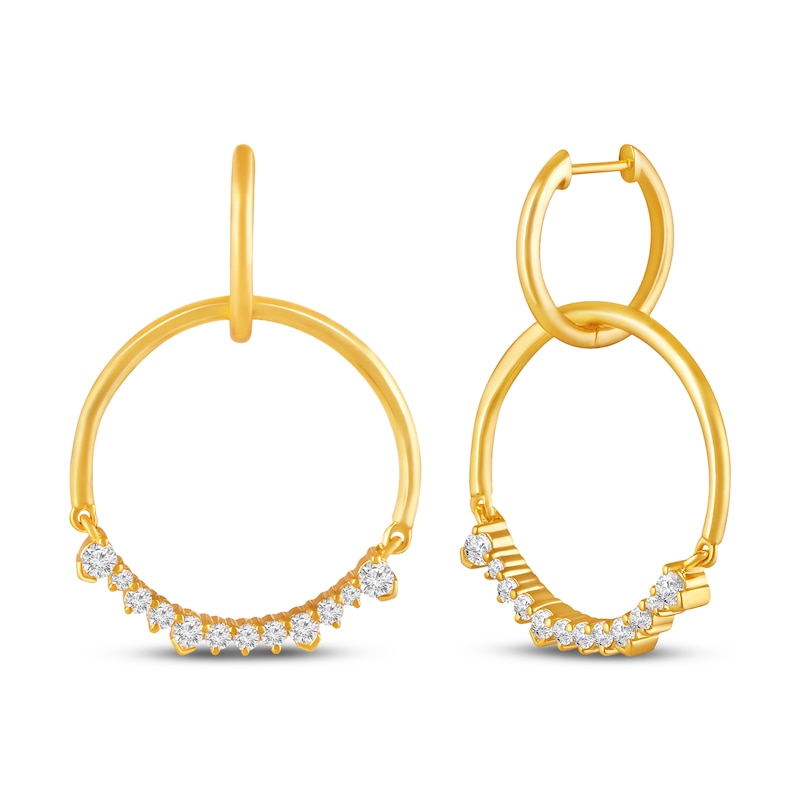 Main Image 1 of Diamond Convertible Circle Dangle & Hoop Earrings 1/2 ct tw 10K Yellow Gold