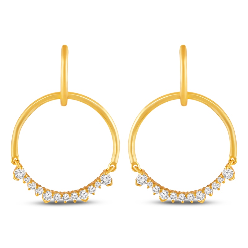 Main Image 2 of Diamond Convertible Circle Dangle & Hoop Earrings 1/2 ct tw 10K Yellow Gold