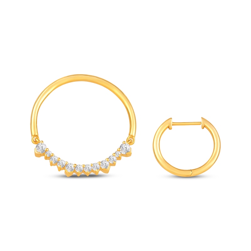 Main Image 4 of Diamond Convertible Circle Dangle & Hoop Earrings 1/2 ct tw 10K Yellow Gold