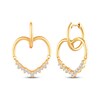 Thumbnail Image 1 of Diamond Heart Dangle Hoop Earrings 1/3 ct tw 10K Yellow Gold