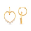 Thumbnail Image 3 of Diamond Heart Dangle Hoop Earrings 1/3 ct tw 10K Yellow Gold