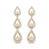 Thumbnail Image 2 of Diamond Triple Teardrop Dangle Earrings 1 ct tw 10K Yellow Gold