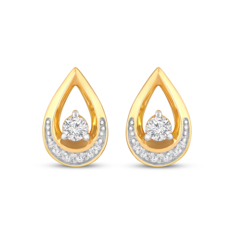 Main Image 2 of Diamond Teardrop Earrings 1/5 ct tw 10K Yellow Gold