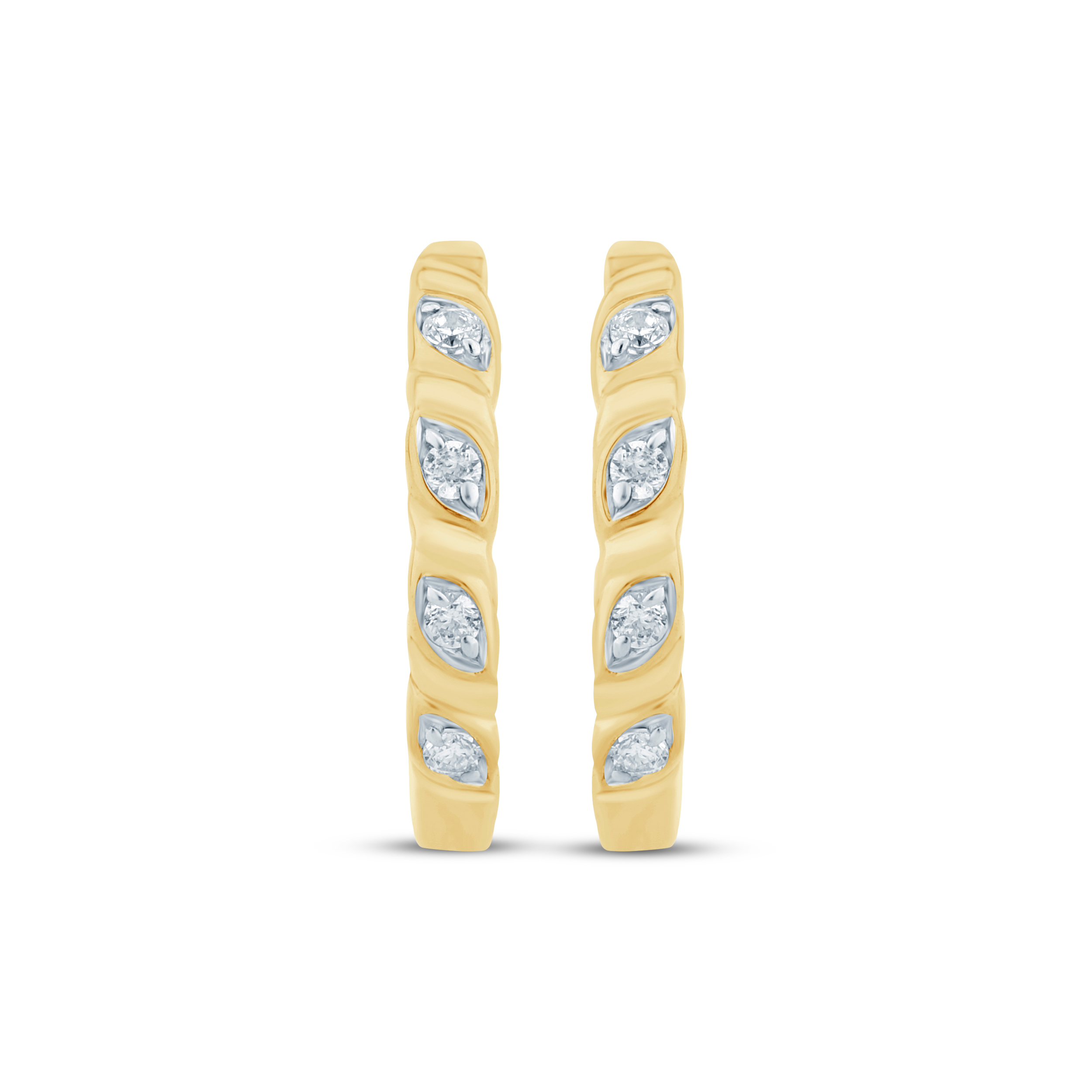 Thumbnail Image 2 of Diamond Twist Huggie Hoop Earrings 1/20 ct tw 10K Yellow Gold