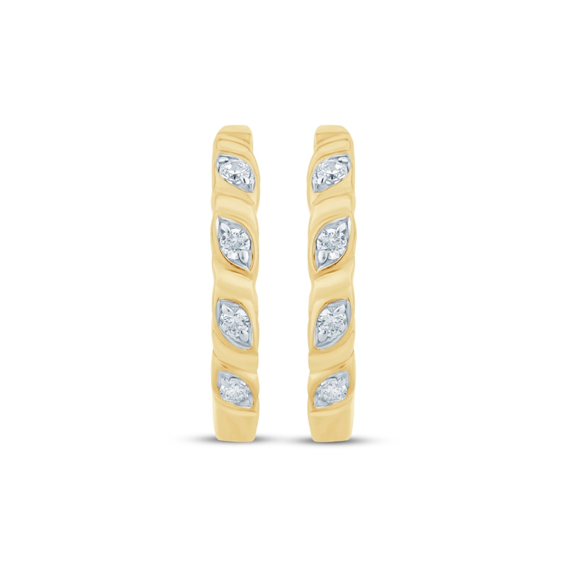 Main Image 2 of Diamond Twist Huggie Hoop Earrings 1/20 ct tw 10K Yellow Gold