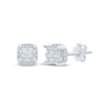 Thumbnail Image 1 of Princess-Cut Diamond Quad Cushion Halo Stud Earrings 1/4 ct tw 10K White Gold