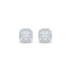 Thumbnail Image 2 of Princess-Cut Diamond Quad Cushion Halo Stud Earrings 1/4 ct tw 10K White Gold