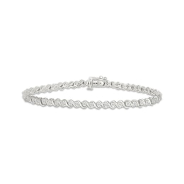 Diamond Swirl Link Bracelet 1/4 ct tw 10K White Gold 7"