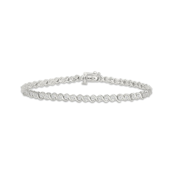 Diamond Swirl Link Bracelet 1/4 ct tw 10K White Gold 7"