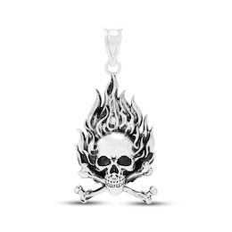 Charmed Memories Skull & Flames Charm Sterling Silver