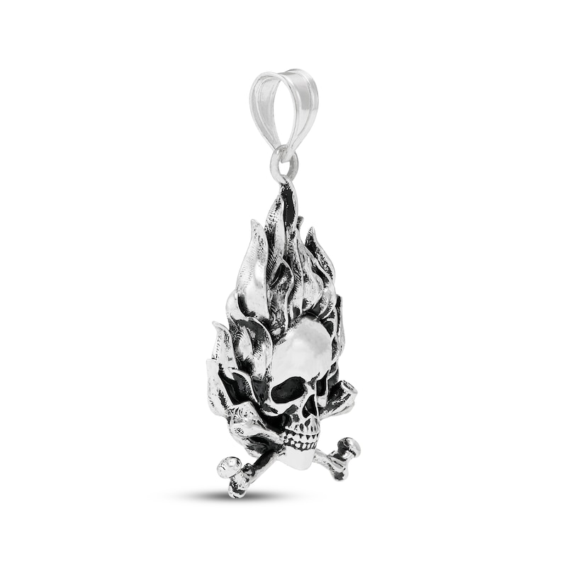 Main Image 2 of Charmed Memories Skull & Flames Charm Sterling Silver