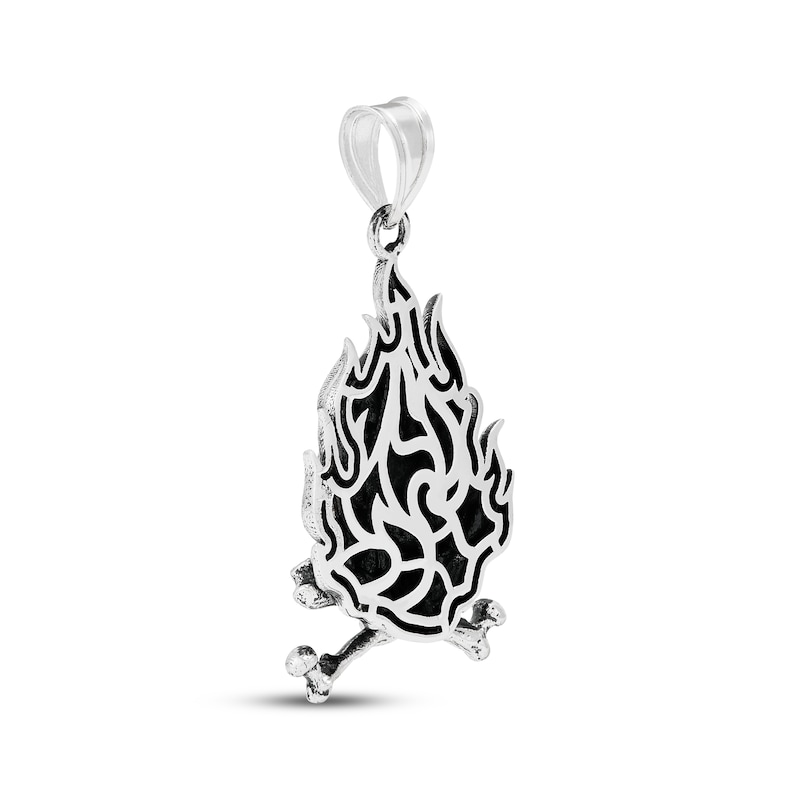 Main Image 4 of Charmed Memories Skull & Flames Charm Sterling Silver