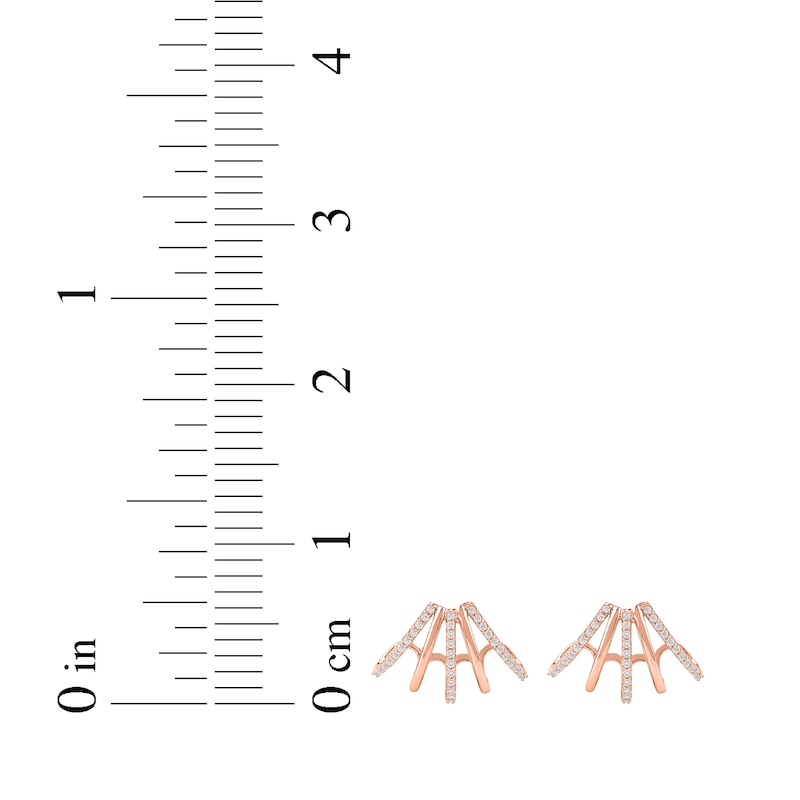Main Image 5 of Diamond Five-Row Split J-Hoop Huggie Earrings 1/3 ct tw 10K Rose Gold
