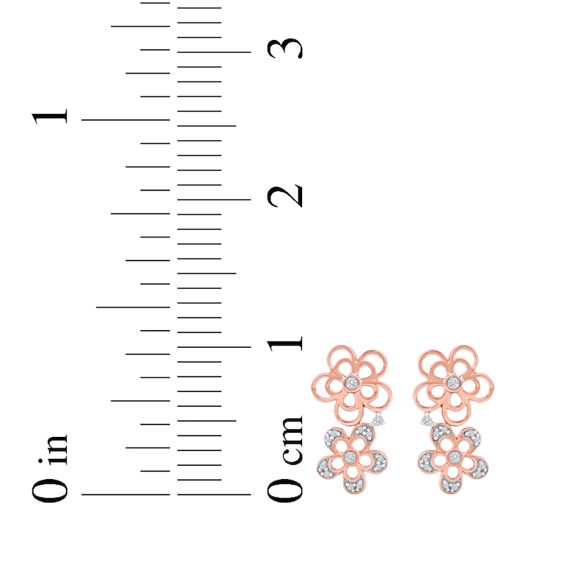 Main Image 5 of Diamond Openwork Tilted Flower Earrings 1/8 ct tw 10K Rose Gold