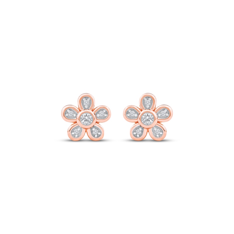 Main Image 2 of Diamond Flower Stud Earrings 1/10 ct tw 10K Rose Gold