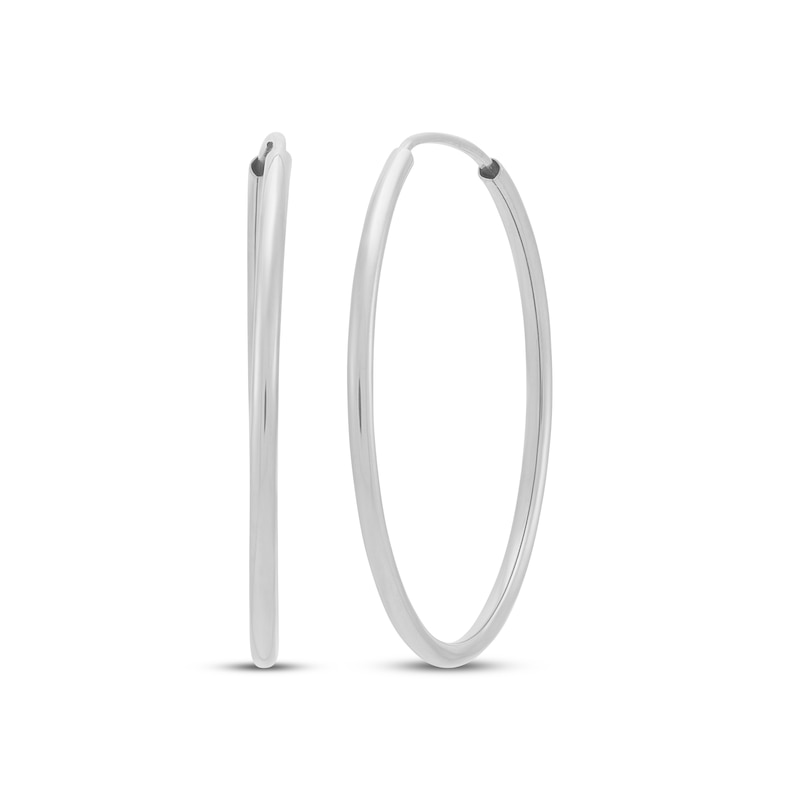 Main Image 1 of Polished Endless Hoop Earrings 14K White Gold 20mm