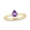 Thumbnail Image 1 of Pear-Shaped Amethyst & Round-Cut White Topaz Ring 10K Yellow Gold