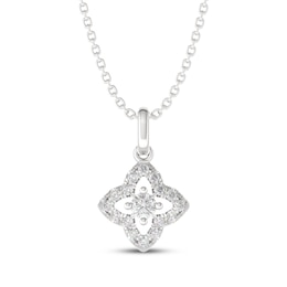 THE LEO Diamond Flower Necklace 1/4 ct tw 14K White Gold 19"