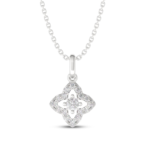THE LEO Diamond Flower Necklace 1/4 ct tw 14K White Gold 19"