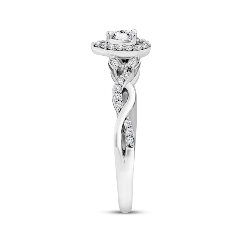 Main Image 2 of Now + Forever Pear-Shaped Diamond Halo Engagement Ring 1/3 ct tw 14K White Gold