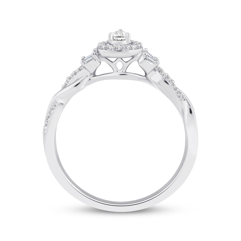 Main Image 3 of Now + Forever Pear-Shaped Diamond Halo Engagement Ring 1/3 ct tw 14K White Gold