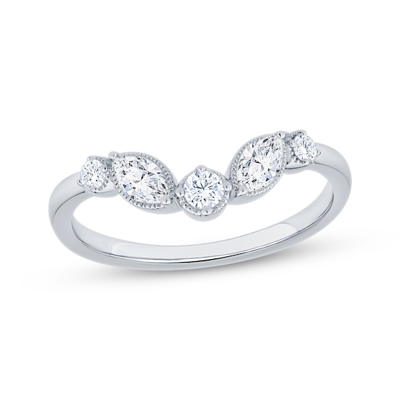 Now + Forever Marquise & Round-Cut Diamond Contour Anniversary Ring 3/8 ct tw 10K White Gold