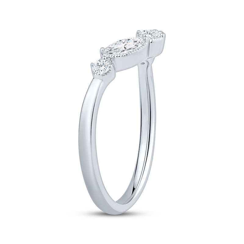 Main Image 2 of Now + Forever Marquise & Round-Cut Diamond Contour Anniversary Ring 3/8 ct tw 10K White Gold