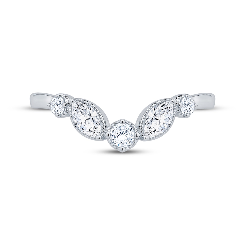 Main Image 3 of Now + Forever Marquise & Round-Cut Diamond Contour Anniversary Ring 3/8 ct tw 10K White Gold