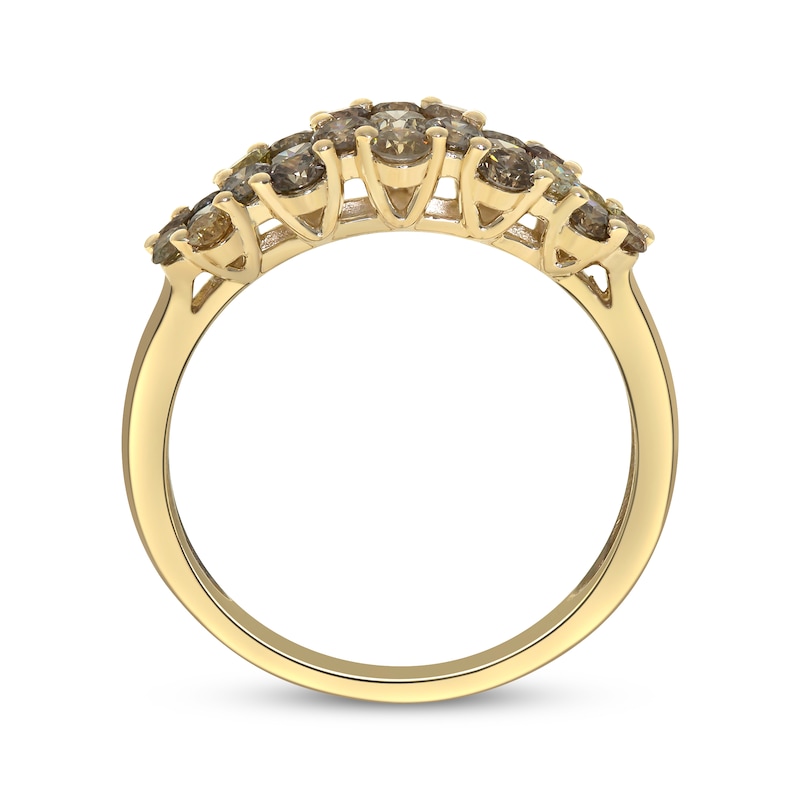 Main Image 2 of Variable Color Diamonds Multi-Row Cluster Ring 1-1/4 ct tw 10K Yellow Gold