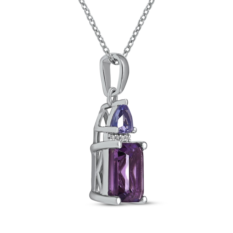Main Image 2 of Amethyst, Tanzanite & White Lab-Created Sapphire Necklace Sterling Silver 18&quot;
