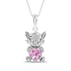 Thumbnail Image 1 of Heart-Shaped Pink Lab-Created Sapphire & White Lab-Created Sapphire Kitten Necklace Sterling Silver 18"