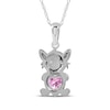 Thumbnail Image 3 of Heart-Shaped Pink Lab-Created Sapphire & White Lab-Created Sapphire Kitten Necklace Sterling Silver 18"