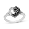 Thumbnail Image 1 of Disney Treasures The Nightmare Before Christmas Round-Cut Black & White Diamond Heart Ring 1/8 ct tw Sterling Silver