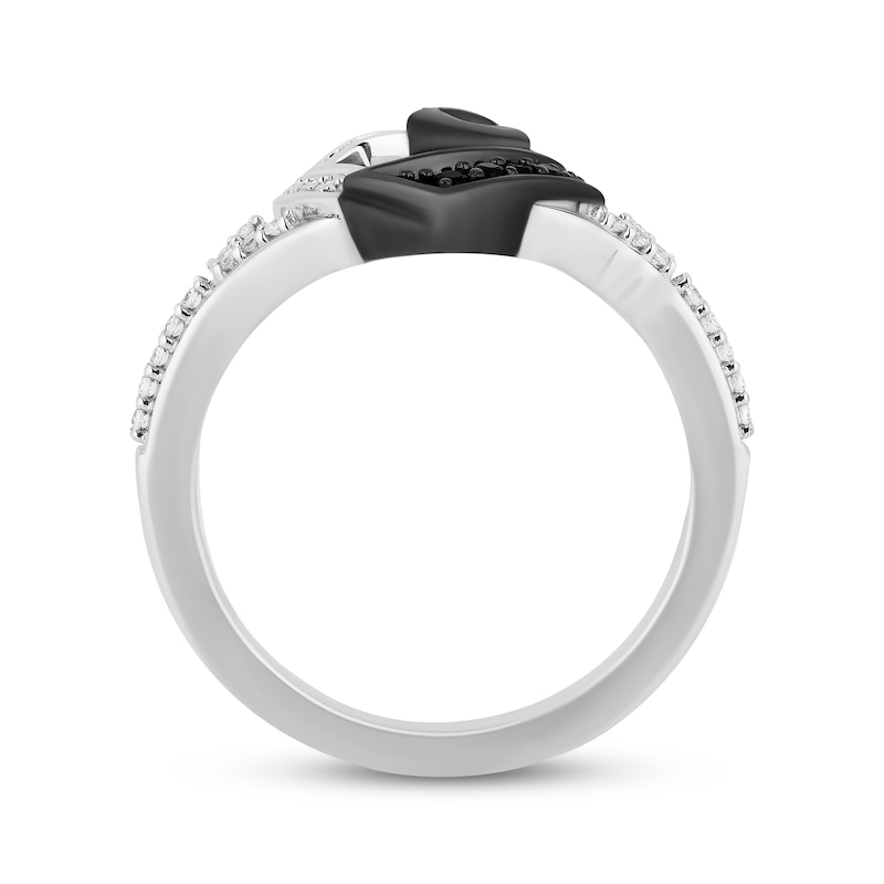 Main Image 3 of Disney Treasures The Nightmare Before Christmas Round-Cut Black & White Diamond Heart Ring 1/8 ct tw Sterling Silver