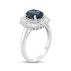 Thumbnail Image 2 of Oval-Cut London Blue Topaz & White Lab-Created Sapphire Halo Ring Sterling Silver