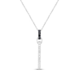 Black & White Diamond Vertical Bar Necklace 1/4 ct tw Sterling Silver 18"