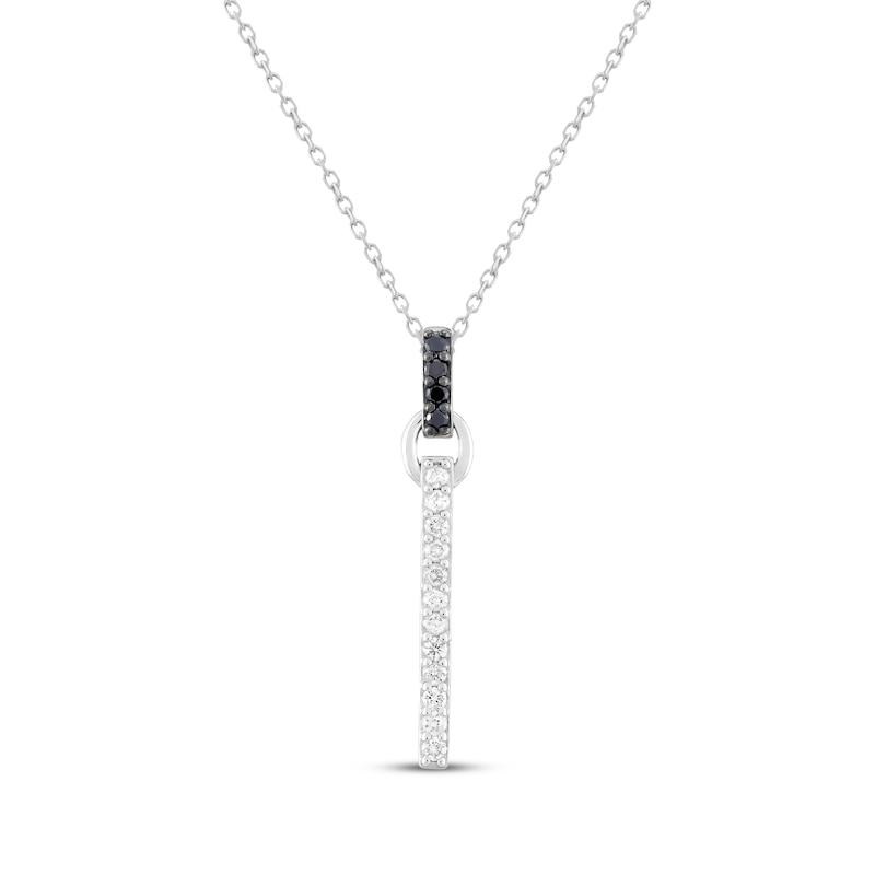 Main Image 1 of Black & White Diamond Vertical Bar Necklace 1/4 ct tw Sterling Silver 18&quot;