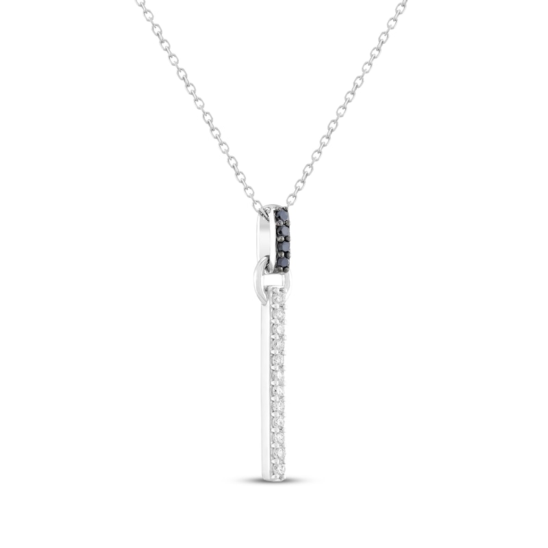Main Image 2 of Black & White Diamond Vertical Bar Necklace 1/4 ct tw Sterling Silver 18&quot;
