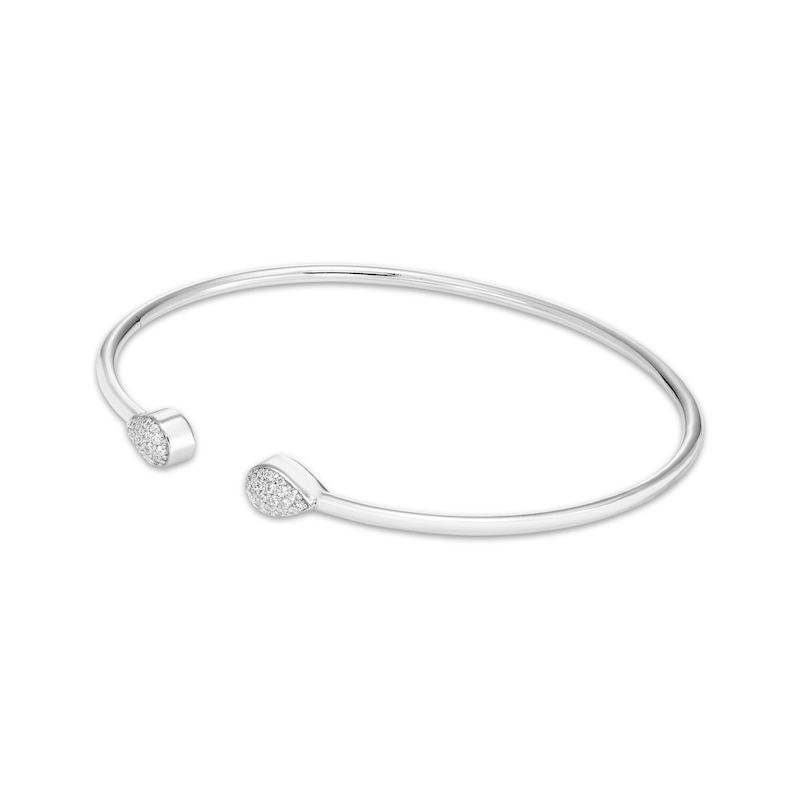 Main Image 2 of Multi-Diamond Pavé-Set Teardrop Flex Cuff Bangle Bracelet 1/4 ct tw Sterling Silver