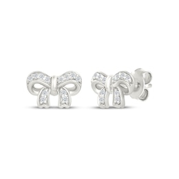 Diamond Mini Bow Stud Earrings 1/20 ct tw Sterling Silver