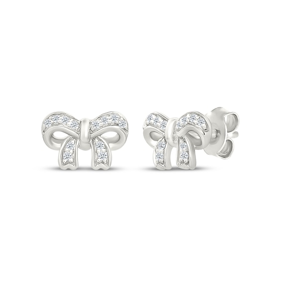 Diamond Mini Bow Stud Earrings 1/20 ct tw Sterling Silver