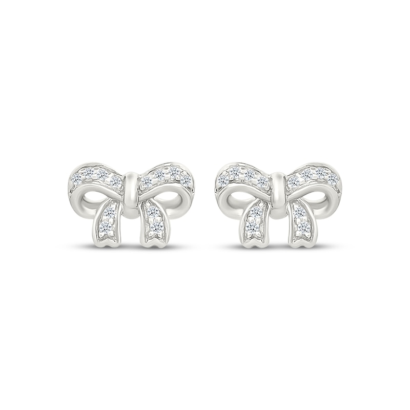 Main Image 2 of Diamond Mini Bow Stud Earrings 1/20 ct tw Sterling Silver