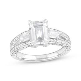 Memories Moments Magic Emerald-Cut Lab-Grown Diamond Three-Stone Engagement Ring 2-3/4 ct tw 14K White Gold