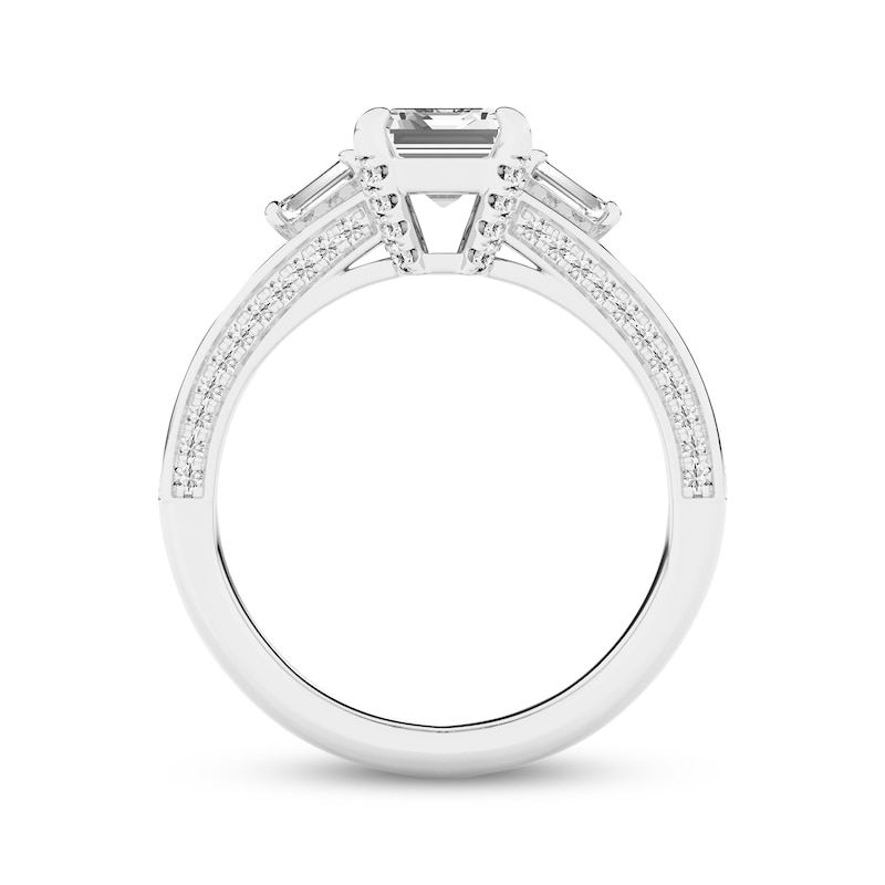 Main Image 2 of Memories Moments Magic Emerald-Cut Lab-Grown Diamond Three-Stone Engagement Ring 2-3/4 ct tw 14K White Gold