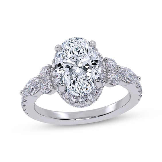 Now + Forever Oval-Cut Lab-Grown Diamond Halo Engagement Ring 2-3/4 ct tw 14K White Gold