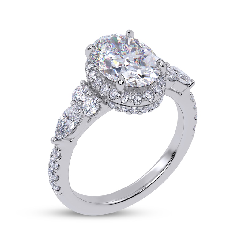 Main Image 2 of Now + Forever Oval-Cut Lab-Grown Diamond Halo Engagement Ring 2-3/4 ct tw 14K White Gold